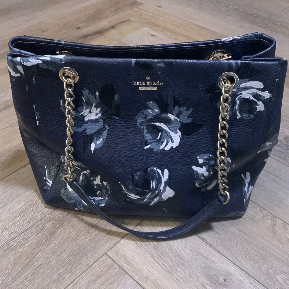 Kate Spade Floral Navy Blue Tote Bag
